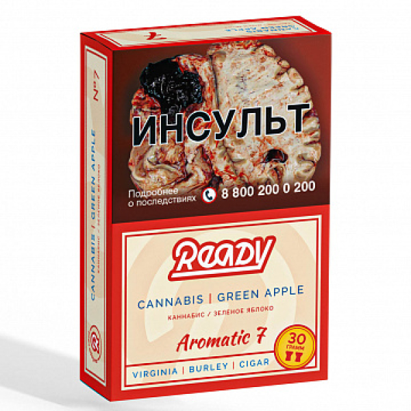 Табак READY №7 CANNABIS GREEN APPLE (Травяной Зелёное яблоко) 30 гр в Хабаровске