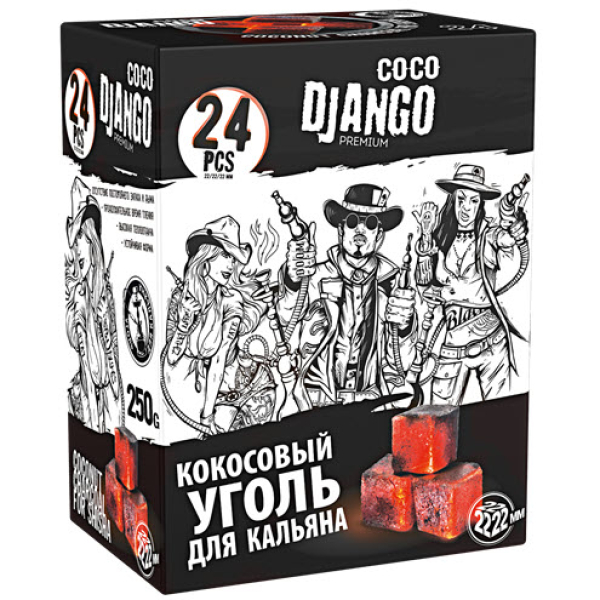 Уголь Coco Django для кальяна 24 шт в Хабаровске
