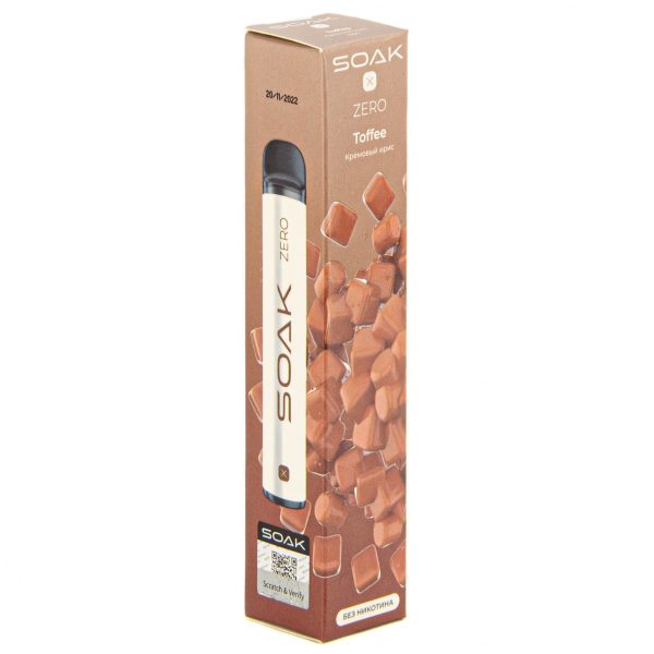 SOAK X ZERO Toffee 1500 затяжек (без никотина) в Хабаровске