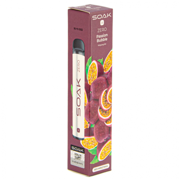 SOAK X ZERO Passion bubble 1500 затяжек (без никотина) в Хабаровске