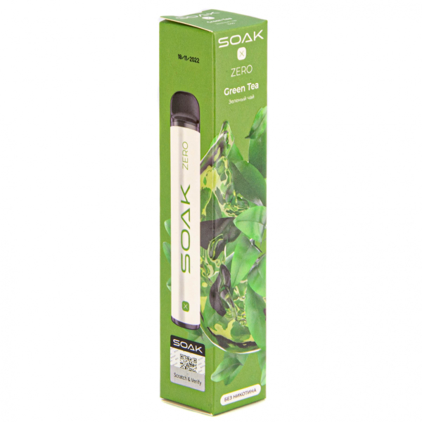 SOAK X ZERO Green tea 1500 затяжек (без никотина) в Хабаровске