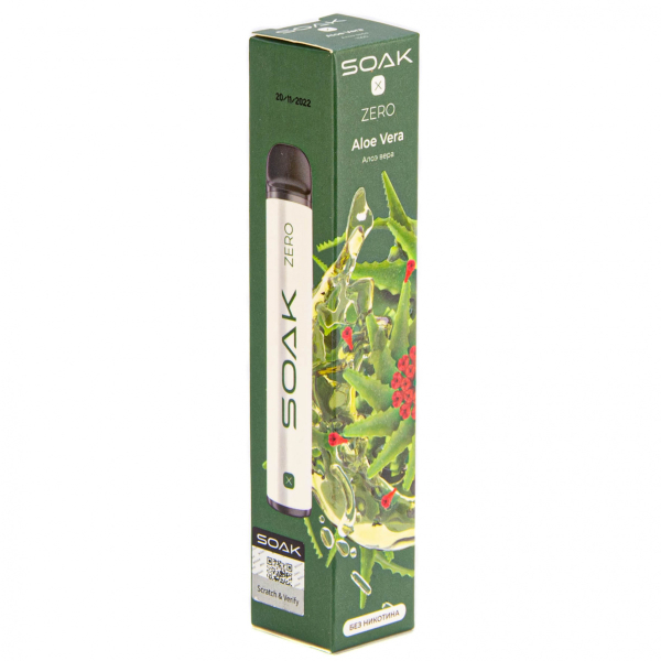 SOAK X ZERO Aloe vera 1500 затяжек (без никотина) в Хабаровске