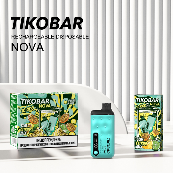 Электронка Tikobar Nova Кислый Цитрусовый Микс 10000 Затяжек в Хабаровске