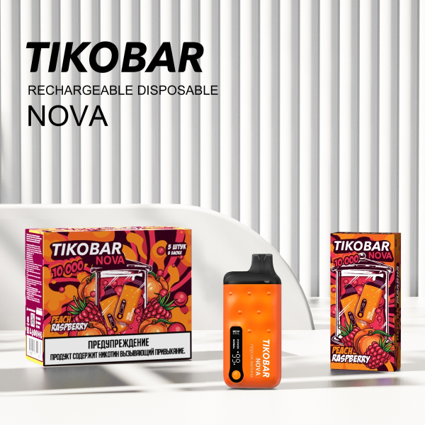 Электронка Tikobar Nova Персик Малина 10000 Затяжек в Хабаровске
