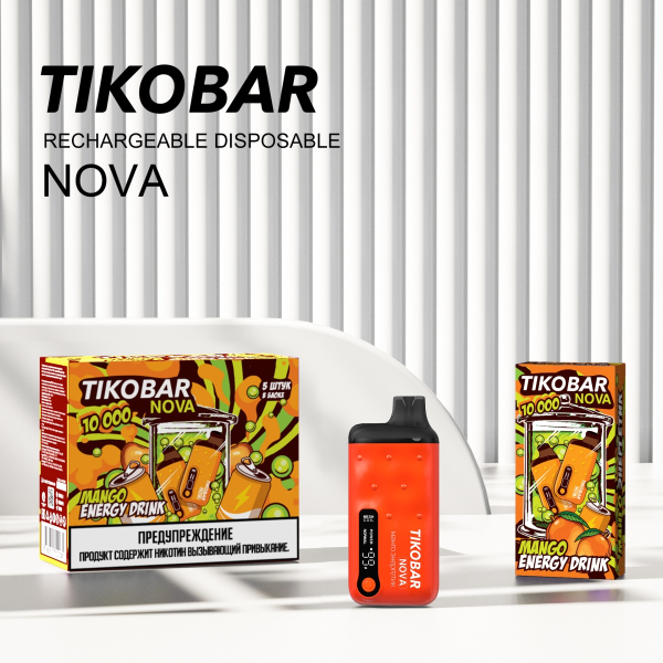 Электронка Tikobar Nova Манго Энергетик 10000 Затяжек в Хабаровске