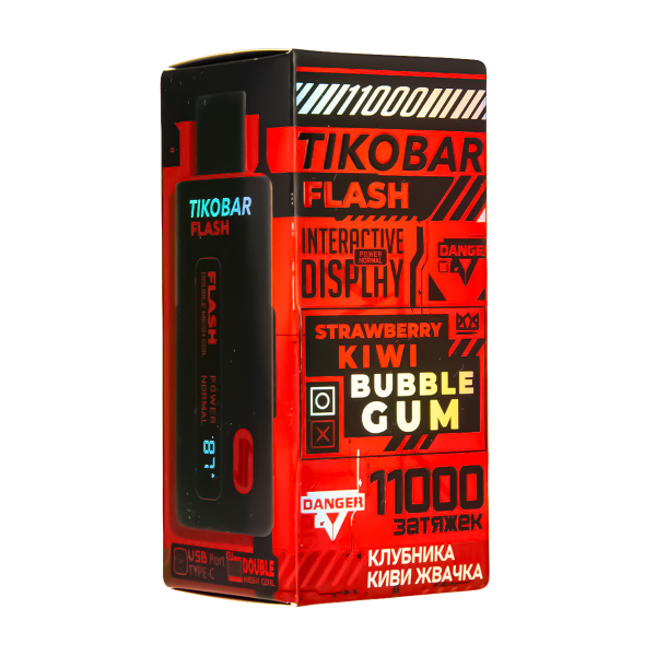 Электронка Tikobar Flash Клубника Киви Жвачка 11000 Затяжек в Хабаровске