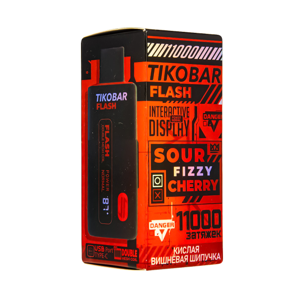 Электронка Tikobar Flash Кислая Вишнёвая Шипучка 11000 Затяжек в Хабаровске