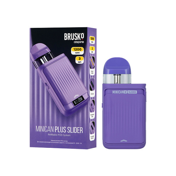 POD-система Brusko Minican Plus Slider Фиолетовый в Хабаровске