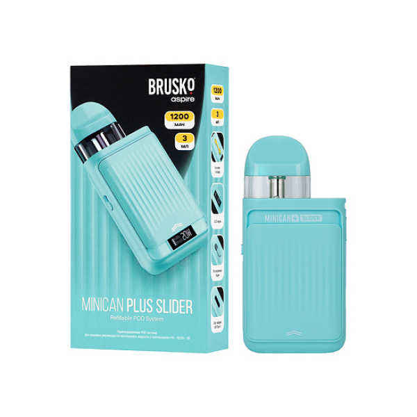 POD-система Brusko Minican      Plus Slider Бирюзовый в Хабаровске